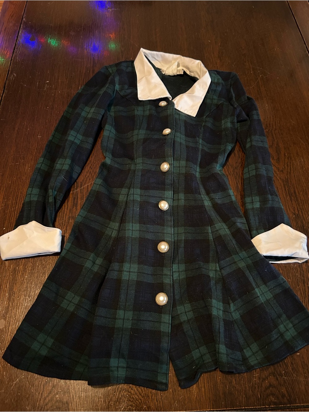 Plaid Button Up Dress with White Collar